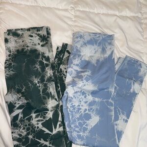 Tie-Dye Leggings Set in Green and Blue